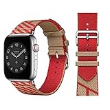 YGGFA Armband für Apple Watch, 38 mm, 40 mm, 42 mm, 44 mm, für iWatch Serie 7/SE/6/5/4/3/2/1, Nylongeflecht, Jumping Single Tour, Farbe: Kraft Rouge de 8, Größe: 42-44