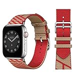 YGGFA Armband für Apple Watch, 38 mm, 40 mm, 42 mm, 44 mm, für iWatch Serie 7/SE/6/5/4/3/2/1, Nylongeflecht, Jumping Single Tour, Farbe: Kraft Rouge de 8, Größe: 42-44