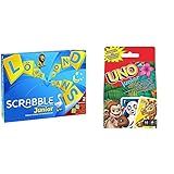 Mattel Games Y9670 - Scrabble Junior Wörterspiel und Kinderspiel, Brettspiele geeignet für 2 - 4 Kinder ab 5 Jahren + GKF04 UNO Junior für Kinder ab 3 J