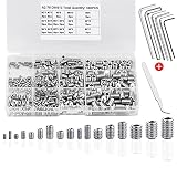540 Stück M2 M3 M4 M5 M6 M8 Madenschrauben Set Edelstahl Sechskantkopf Inbusschraube mit Inbusschlüsseln Hex Grub Kop