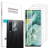 NEWZEROL 3+2 Stück Shutzfolie und Kameraschutz für Oppo Find X2 Pro 5G In-Screen Fingerabdruck-Erkennung Anti-Blasen TPU 3D Kante zu Kante [Vollständige Abdeckung]