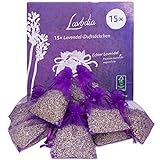 15x Lavendelsäckchen mit Premium Lavendelblüten von Lavodia, zum Mottenschutz gegen Motten im Kleiderschrank oder als Lavendel Duftsäckchen zum Entspannen und Schlafen, 15 Lavendel Säck