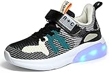 Voovix Kinder LED Schuhe Low-top USB Aufladen Blinkende Turnschuhe Unisex Kids glänzend Light up Schuhe für Jungen und Mädchen, Schwarz32