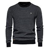 SSBZYES Herren Pullover Herren gestreifter Kontrast Pullover Herren schmaler Rundhals gestreifter Pullover Herren Pullover Strickb