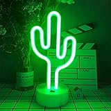 ENUOLI LED Kaktus Leuchtreklamen Neonlicht mit Halter Basis Neon Nachtlampe Neon Nachtlicht Batterie/USB-betriebenes Led Neonlicht für Party Geburtstag Dekor Freunde Kinder Versorgung Geschenk