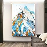 XIANRENGE Ölgemälde Auf Leinwand Handgemalt - Abstrakter Schneeberg Für Wohnzimmer Schlafzimmer Küche Korridor Großes Dekor Geschenk Wandkunst Rahmenlose Bilddekoration,60X80Cm Ung