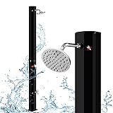 NAIZY Solardusche 35 Liter Solar Gartendusche Camping 217cm Wasser max. 60°C mit Fußdusche und Regenduschkopf für Handelsübliche Gartenschläuche Geeignet - Schw