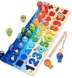 MagicLernspielzeug - Montessori Holzspielzeug für Kinder - Magnetisches Angelspiel aus Holz, zum Lernen von Farben und R