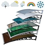 YENEN Vordach Polycarbonat Haustür Überdachung, 60x60cm 120x100cm Edelstahl Pultbogenvordach, für Hausfassaden Geeignet Fenstern, mit Aluminiumhalterung (Color : Brown, Size : 600x1500mm)