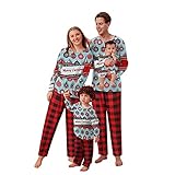 Nachtwäsche Damen Set Lang Winter Baumwolle Frau Herren Christmas Pyjamas Family Familie Weihnachten Schlafanzüge Schlafanzug Set Elegant Weihnachts Hausanzug Weihnacht Schlafshirt PJs Sleepw