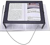 YNSH Glas-Freisprecheinrichtung große rechteckige ganzseitige Lupe LED-beleuchtete beleuchtete Faltbare 3X-Desktop-Tragbar fü