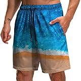 URVIP Herren Badehose Sommer Badeshorts 3D Meer Digital Druck Schnell Trocknend Hawaii Surf Schwimmhose Sporthose Multi-02 3XL