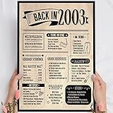Holzbild: Alte Zeitung - Geschenk 18 Geburtstag Back in 2003 Vintage - personalisierbar zum Hinstellen/Aufhängen optional beleuchtet, 18 Geburtstag Frau - Wand-Bild Aufsteller - persönliches Geschenk
