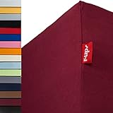 r-up Beste Spannbettlaken 180x200-200x220 bis 35cm Höhe viele Farben 95% Baumwolle / 5% Elastan 230g/m² Oeko-Tex stressfrei auch für Boxspringbetten (Bordeauxrot)