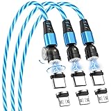 LED Magnetisches Ladekabel, 3 Stück [1m 1m 1m], AUFU Fließendes Magnet Ladekabel Magnetic Charging Cable für Huawei Samsung Xiaomi Sony LG - B