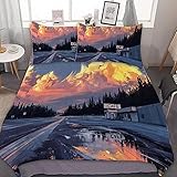 Wnyun Bettwäsche Set 200x220cm Sonnenuntergang Straßenlandschaft Bettwäsche 3D Bettbezüge Kissenbezüge Tröster Bettwäsche-Sets Bettwäsche Mikrofaser bettzeug