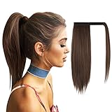 FESHFEN 40 cm Pferdeschwanz Extensions Glatt Lang Pferdeschwanz Verlängerung Haarteil Zopf Natürliches Clip in Ponytail Extension Synthetik Haare Extensions Haarverlängerung