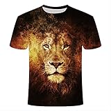 XSHUHANP Herren T-Shirts 3D Druck 3D Lion T-Shirt Männer Tier T-Shirt Fun T-Shirt Slim 3D Printed T-Shirt Sommer Top 5XL