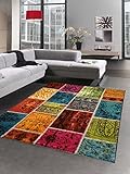 CARPETIA Designer Teppich Patchwork Vintage Wohnzimmerteppich Multicolor bunt Größe 120x170