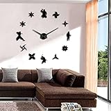 HERWS Wanduhren DIY Riesen Wanduhr Krieger Rahmenlose Spiegel Wanduhr Dekor Modernes Design U