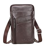 Leder-Umhängetasche für Herren, Gürteltasche für Business, Reisen, Outdoor, Camping, Handy, Holster B