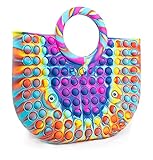 Pop Bubble Its Push Handtasche für Damen, Strandtasche Geldbörsen und Taschen Sensory Toy Antistress Bunte Regenbogen Silikon Gadget Shopper Besonderes Geschenk für Frauen Mädchen (Regenbogen)