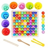LQKYWNA Holz Clip Beads Brettspiel, Holzperlen Puzzle Spielzeug, Montessori Educational Spielzeug, Eliminationsspiel, Früherziehungs Kinder Gehirntraining Spielzeug