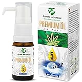 GLOBAL NATUREON® PREMIUM ÖL 5 mit Pflanzenwirkstoff und Melatonin (10 ml) Erholsamer Schlaf, Original Tropfen mit Hanfsamenöl , Vegan, Omega 3-6-9