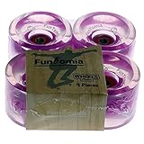 FunTomia 4 Stück (LED) Longboard/Skateboard Rollen (Big Wheels) in 70x51mm 80A inkl. Mach1® Kugellager und Metall Spacer 80A R