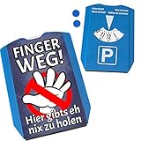Finger Weg Parkscheibe mit lustigem Spruch und 2 Einkaufswagenchips Hier gibts eh nix zu Holen Diebstahl sicher Warnung Hände Weg witzig Parkplatz Dieb StVO k