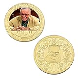 Marvel,Stan Lee,Gedenkmünzen,Metall,Kunsthandwerk,Entscheidungsmünzen,Beste Geschenke,Sammlung,Hohe Qualität,Vergoldet,2St Exquisites Handwerk/A / 2 Stück