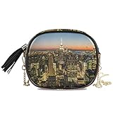 XiangHeFu Brieftasche Münzkassette Kartenhalter Telefon Tasche Große Kapazität Sonnenuntergang New York City Wolkenkratzer Geldbörse Org