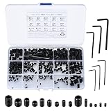 300 Stück Madenschrauben Set, Gewindestifte Inbusschraube Sortiment Kit, M2.5 M3 M4 M5 M6 M8 Sechskantkopf Schrauben mit Inbusschlüsseln für Türgriff, Türklinke, Halterung (Black)