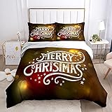 Bettwäsche 200x220 cm Weihnachten Mikrofaser Bettbezug 3teilig, 2 Kopfkissenbezug 80x80 cm, mit Reiß