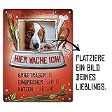 trendaffe - Hier wache ich - Hunde Warnschild in Rot, personalisiert mit deiner Grafik