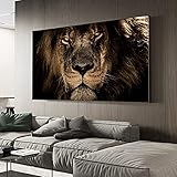 Drucke Tiere Löwen Kunstbilder Afrikanischer Großer Löwe Leopard Tiere Gesicht Leinwand Gemälde Wandkunst Poster Wohnzimmer 80x160cm(32x62in) Innerer R