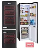 Amica Retro Kühl-Gefrierkombination Mattschwarz 244L automat Abtauen Kühlschrank KGCR 387 100 MS