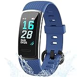Smartwatch, IP68 Wasserdicht Fitness Tracker Schrittzähler Uhr mit Pulsmesser Fitness Armbanduhr iOS Android Kompatibel für Damen Herren Kinder (152-Blau)