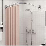 Duschvorhangstange für badewanne l form, duschvorhangstange ecke ohne bohren/bohren Geschwungenes Duschvorhangstange Teleskopstange Aus Edelstahl Bogenstange Winkel(Size:70-95×70-95 cm,Color:Silber)