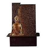 Zen Light – Zimmerbrunnen Buddha Jati – originelle Geschenkidee – Objekt Feng Shui und Wohlbefinden – Beleuchtung Brunnen LED warmweiß – Wasserwand – L 22 x B 30 x H 40 cm braun Einheitsgröß