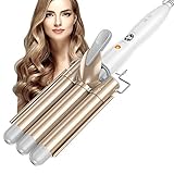 BESTOPE PRO Lockenstab 3 Fässer Welleneisen für Große Locken - Lockenstab mit Temperatureinstellung Beach Waves Turmalin Keramik Curling Iron Schnelle Erwärmung Lockenwickler für Lange/kurze H