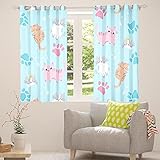 Bunte Katzenvorhänge 46 'X 72', Cartoon Kawaii Fenstervorhänge für Kinder Jungen Mädchen Schlafzimmer Süßes Haustier Tier Katzenvorhang Rosa Blaue Katzenpfote Sterne Fensterbehandlungen 2