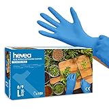 Hevea - Einweghandschuhe aus Nitril. Puder- und latefrei. 1 Karton mit 100 Handschuhen. Größe: L (groß). Farbe: B