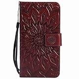 Yiizy Handyhülle für Huawei Honor Holly 3/Y6 II Hülle, Sonnenschein Entwurf PU Ledertasche Beutel Tasche Leder Haut Schale Skin Schutzhülle Cover Stehen Kartenhalter Stil Schutz (Braun)