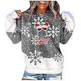 uzwwjim Damen Sweatshirt Kapuzenpullover Lange Ärmel Drucken Sport Hooded Sweatshirt Kapuzenpullover Sweatshirt Pullover Shirt(Grau,XXL)