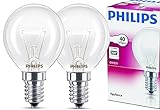 2x Philips Backofenlampe E14 40W Tropfenform 45mm Durchmesser, temperaturfest bis 300°C (2 Stück)