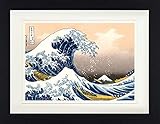 1art1 Katsushika Hokusai - Die Große Welle Vor Kanagawa Gerahmtes Bild Mit Edlem Passepartout | Wand-Bilder | Kunstdruck Poster Im Bilderrahmen 40 x 30