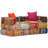 vidaXL Pouf 2-Sitzer Modular Patchwork Stoff Sitzpouf Sofa Sessel Loung