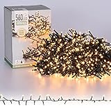 ECD Germany LED Lichterkette 11m Länge, 560 LEDs, Warmweiß, 3m Stromkabel, IP44, Clusterlichterkette Büschellichterkette für Weihnachten Weihnachtsbaum Weihnachtsbeleuchtung, für Innen und Auß