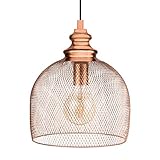 EGLO Pendelleuchte Straiton, 1 flammige Hängelampe Industrial, Vintage, Modern, Hängeleuchte aus Stahl in Kupfer, Esstischlampe, Wohnzimmerlampe hängend mit E27 Fassung
